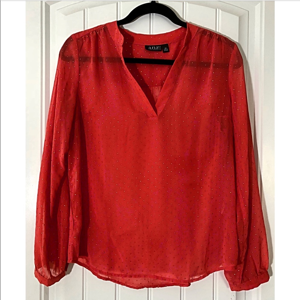 A.N.A. Petite Sheer Blouse